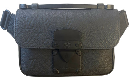 Louis Vuitton Matte Black Taurillon Monogram S Lock Sling Crossbody Waist Bag
