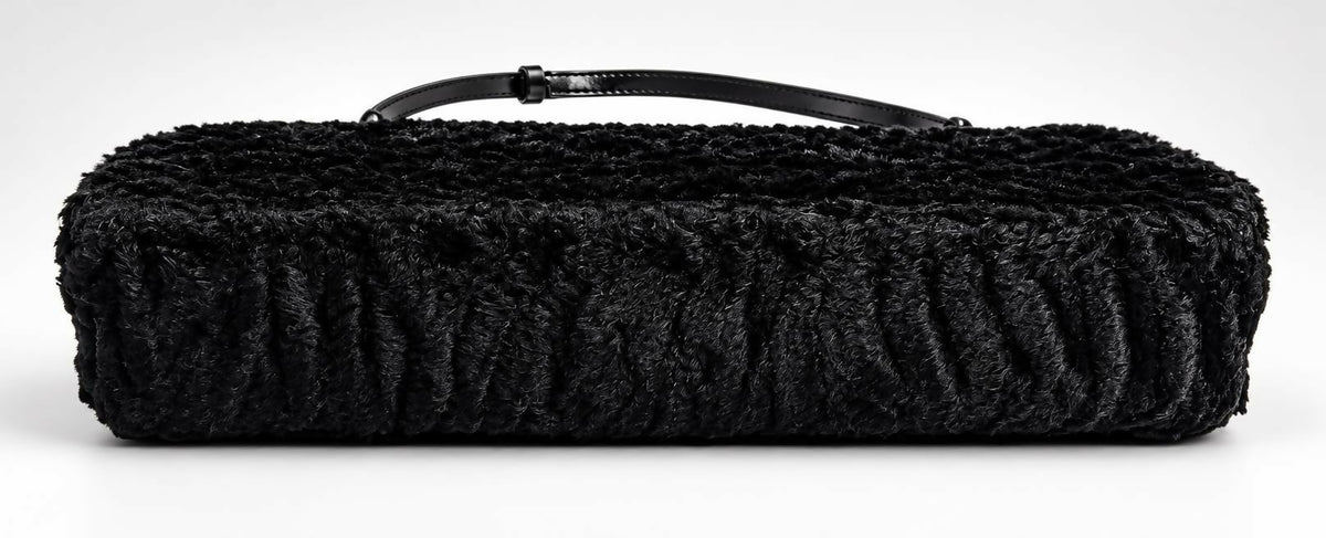 CHRISTIAN DIOR 2000 BLACK GOLD ASTRAKHAN FUR MALICE BAG GHW