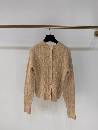 Chanel 23B 3D double C embossed knit cardigan