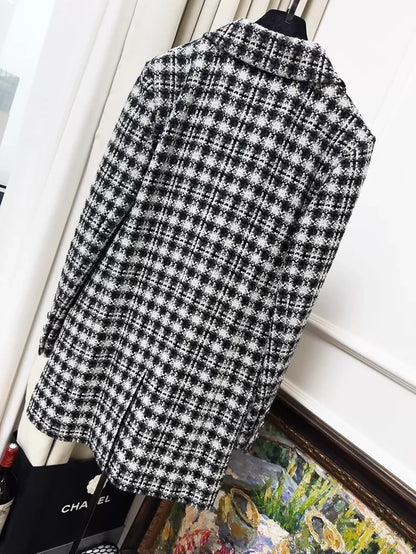 Chanel 21B black and white tweed coat
