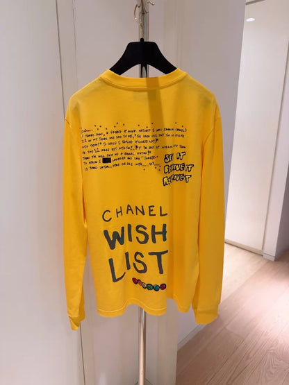 Chanel x Pharrell Limited Edition Yellow Beaded Embroidered Graffiti Long-Sleeve T-Shirt