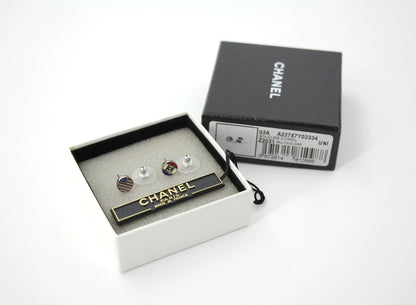 Chanel 03A Metal American Style Round Mini Clip-on Earrings