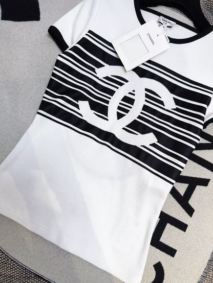 Chanel 23C white with black backless T-shirt – Wararni.com
