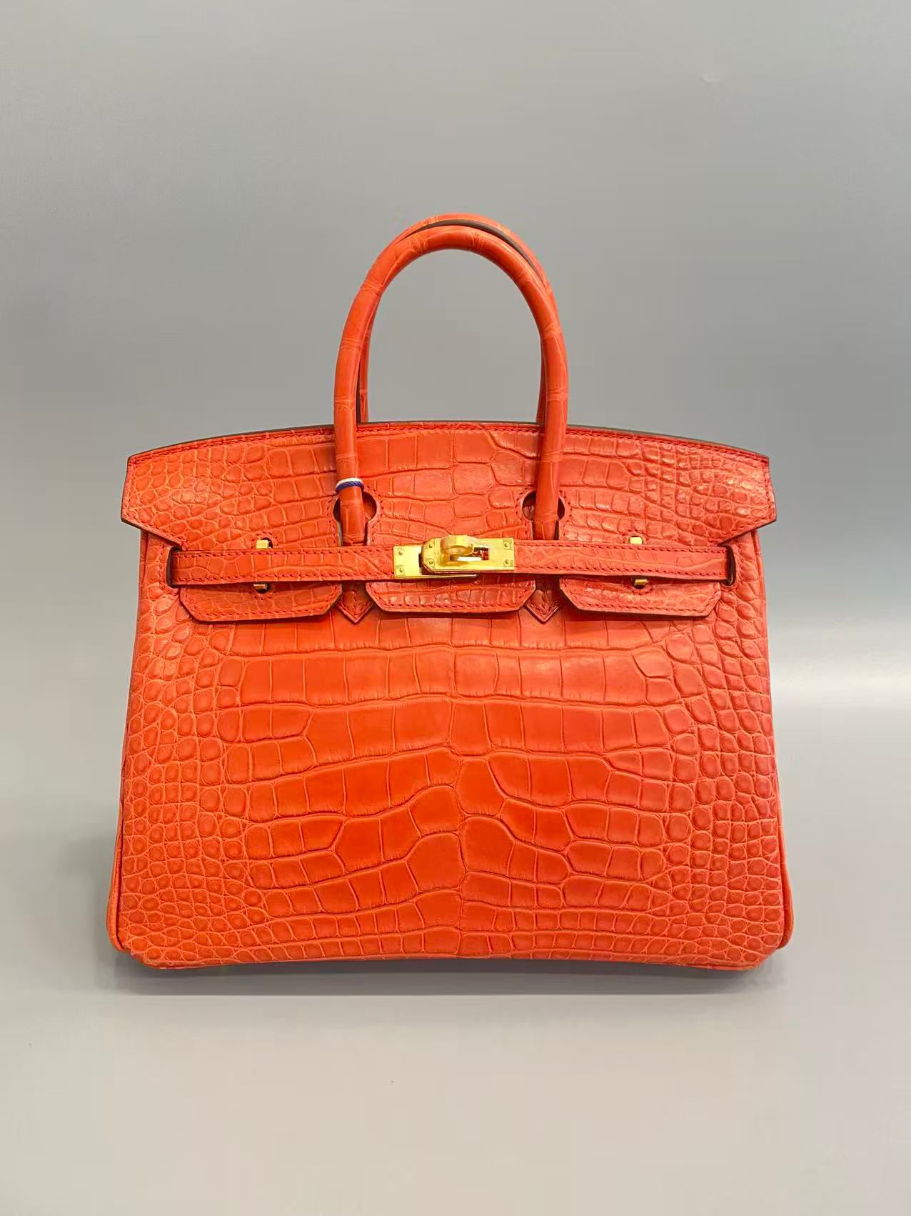 Hermes Birkin 25 bougainvillea matte alligator gold hardware
