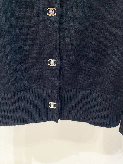 Chanel 24B black cashmere Turnlock buttons cardigan