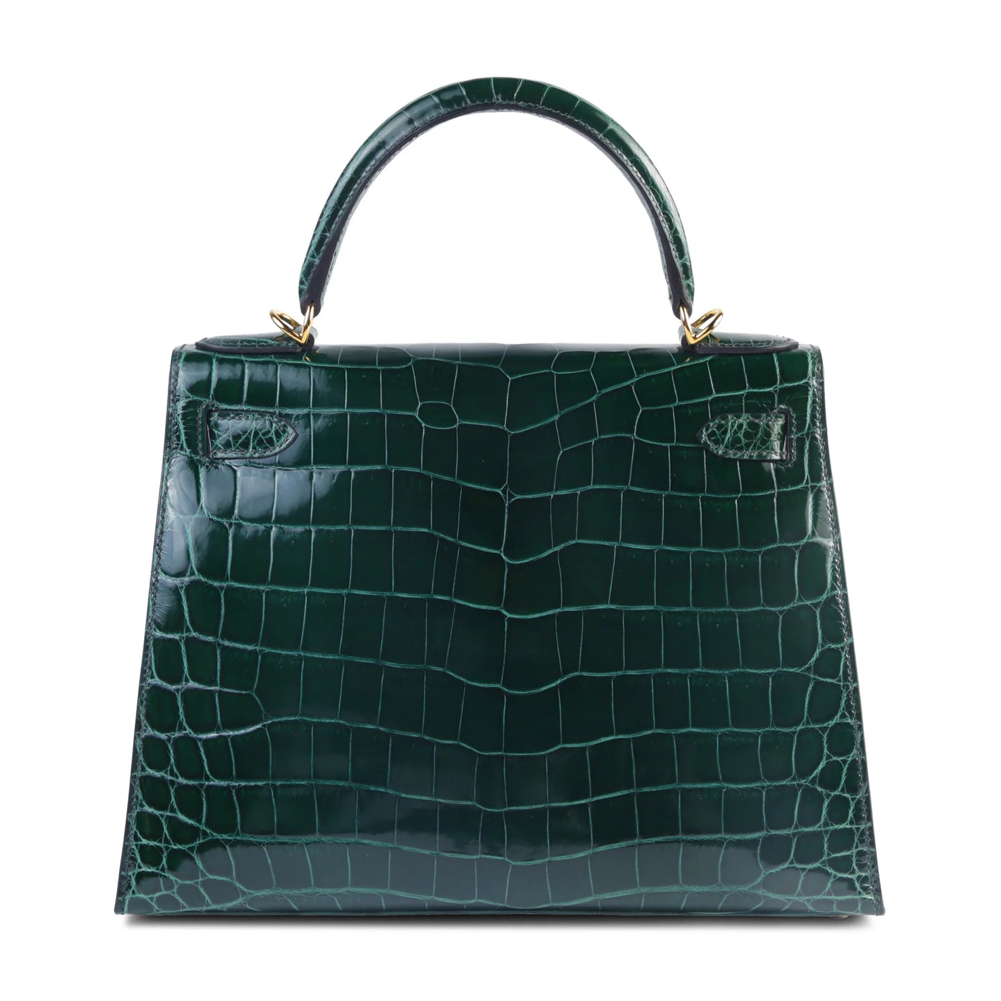 Hermes Kelly 28 Vert Fonce (67) Shiny Niloticus Crocodile Gold hardware