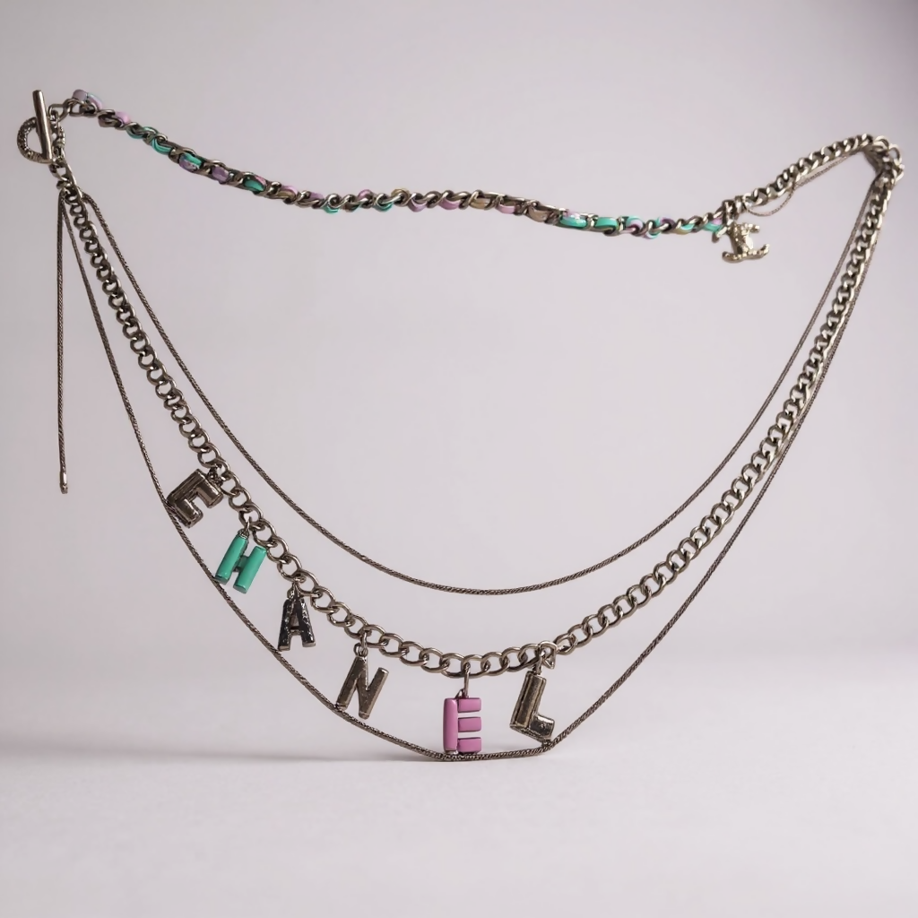 Chanel 17P Charms 
Chains Letters Multicolor Necklace Belt