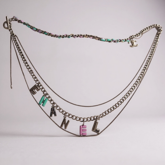 Chanel 17P Charms 
Chains Letters Multicolor Necklace Belt