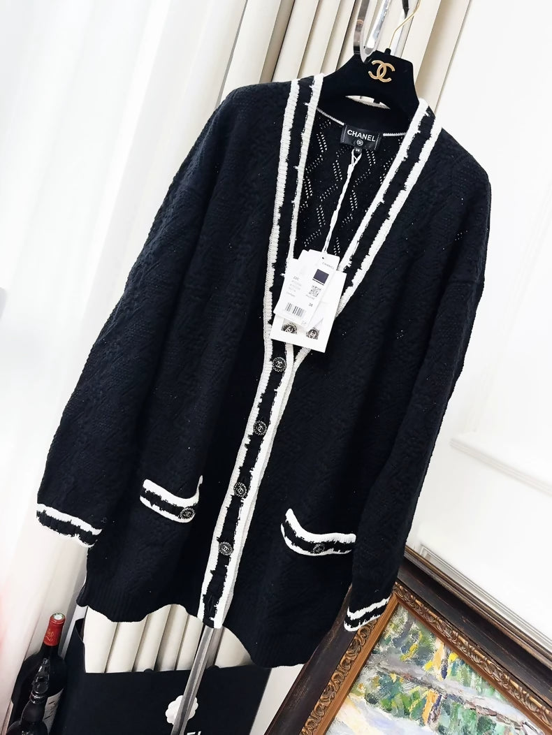 Chanel 22c Black and White Cardigan