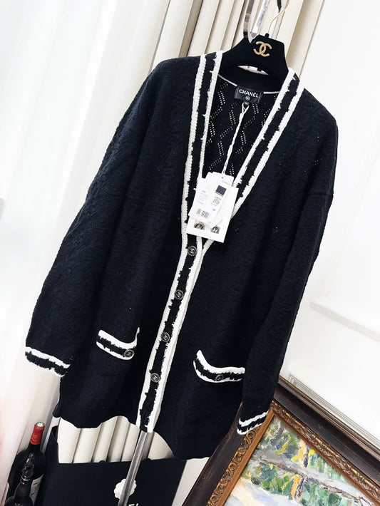Chanel 22c Black and White Cardigan