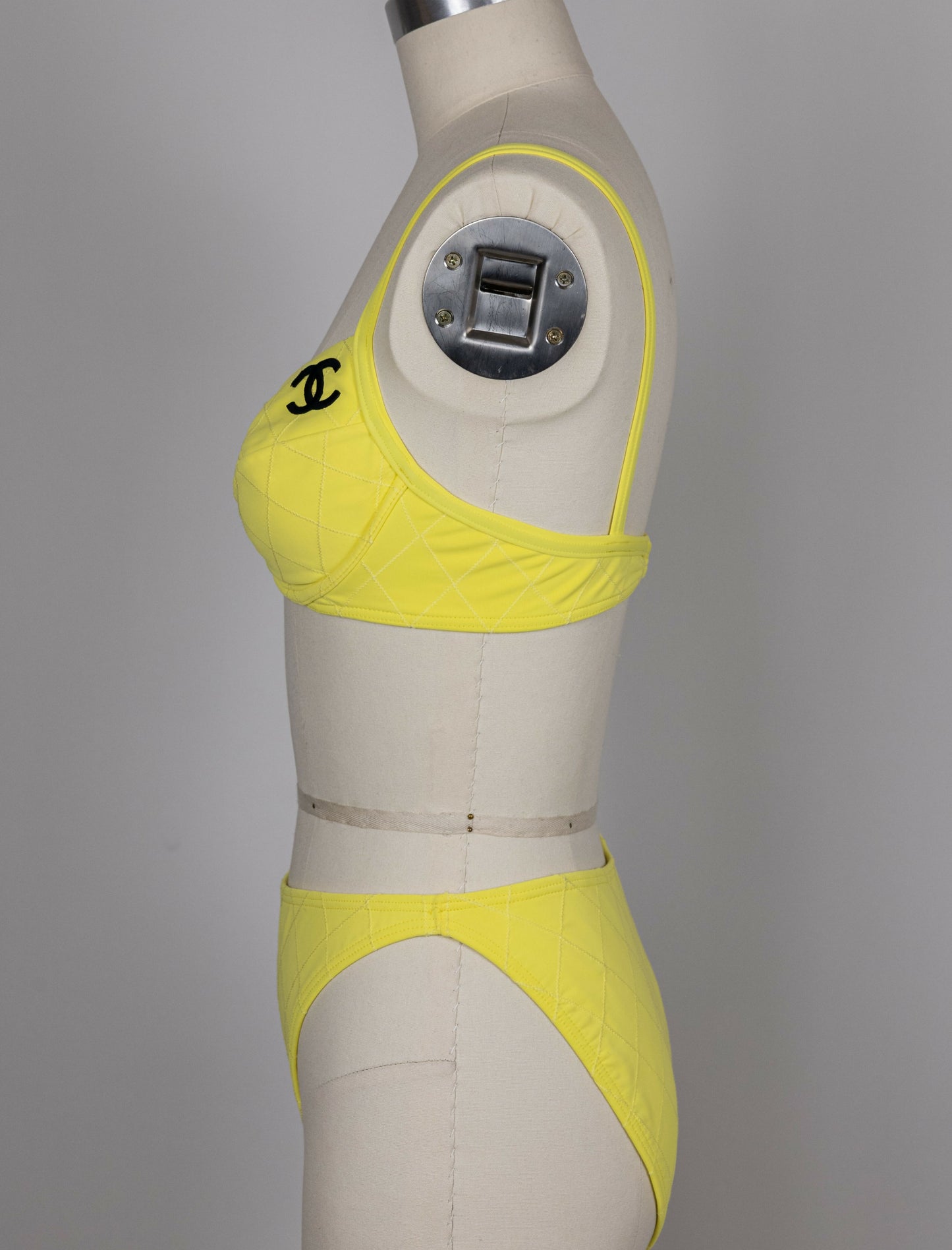 Chanel 1994 Cruise Vintage Yellow Logo Quilted Bikini