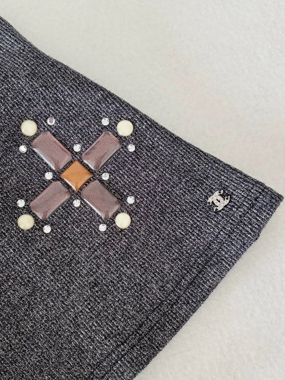 Chanel 17P Cross Gemstone Silver Grey top