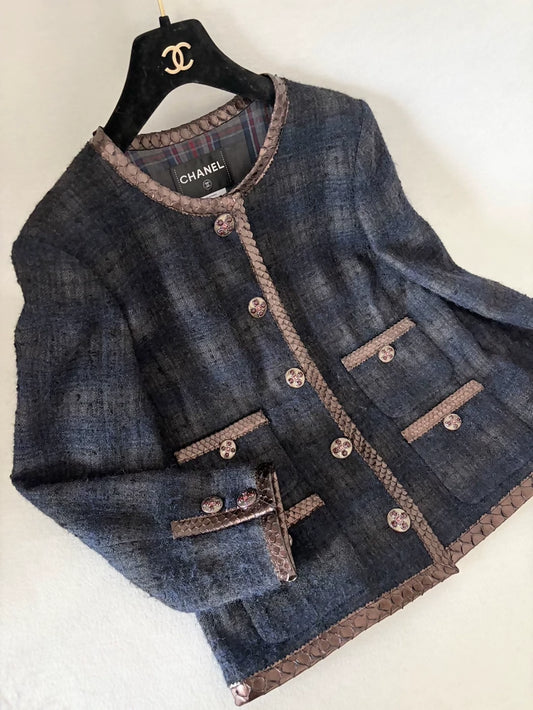 Chanel 13A black brown tweed Jacket
