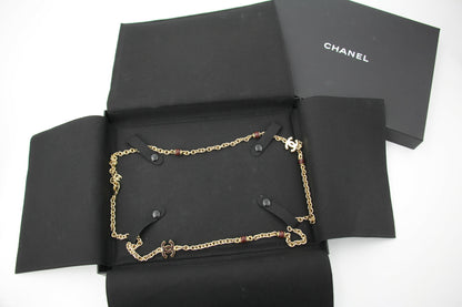 Chanel 23A Metal Enamel Burgundy Long Necklace