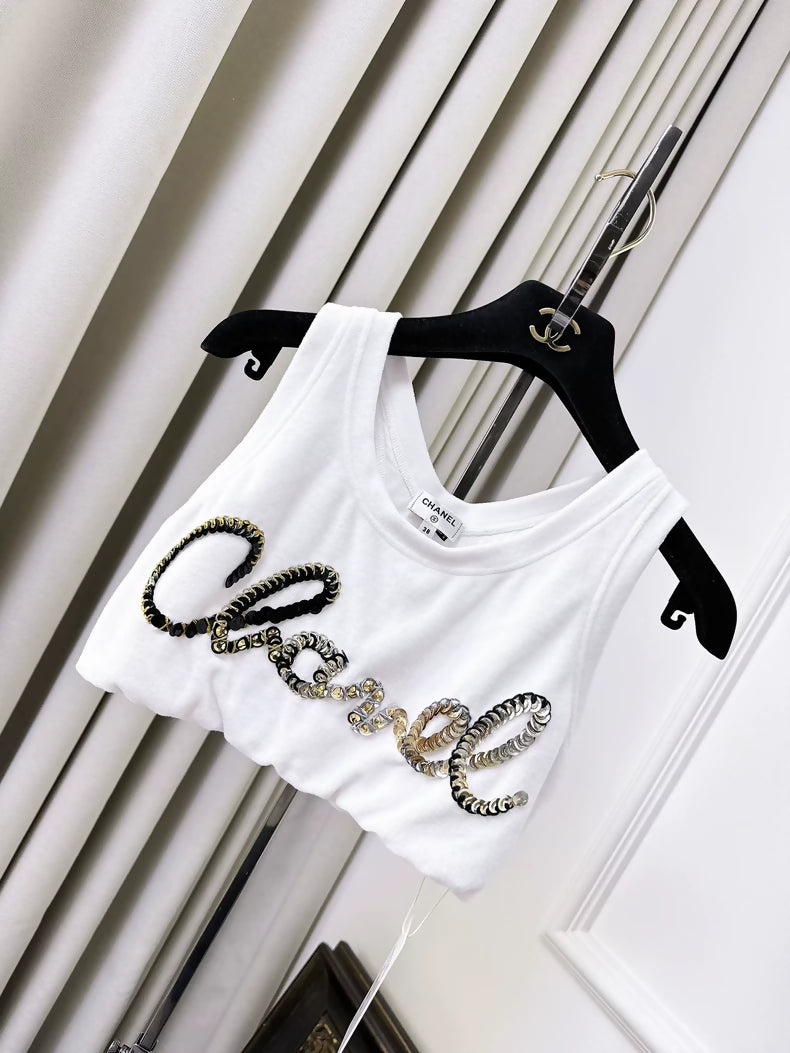 Chanel 22s white velvet vest