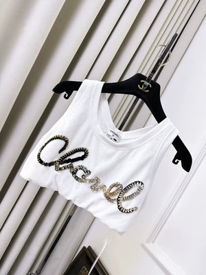 Chanel 22s white velvet vest