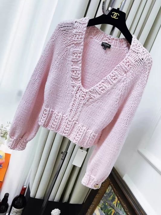 Chanel 22S Pink Chunky Knit Top