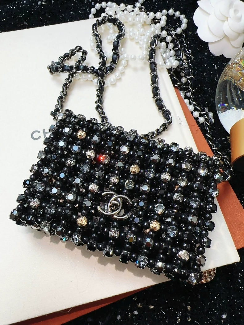Chanel 22C black mini chain bag