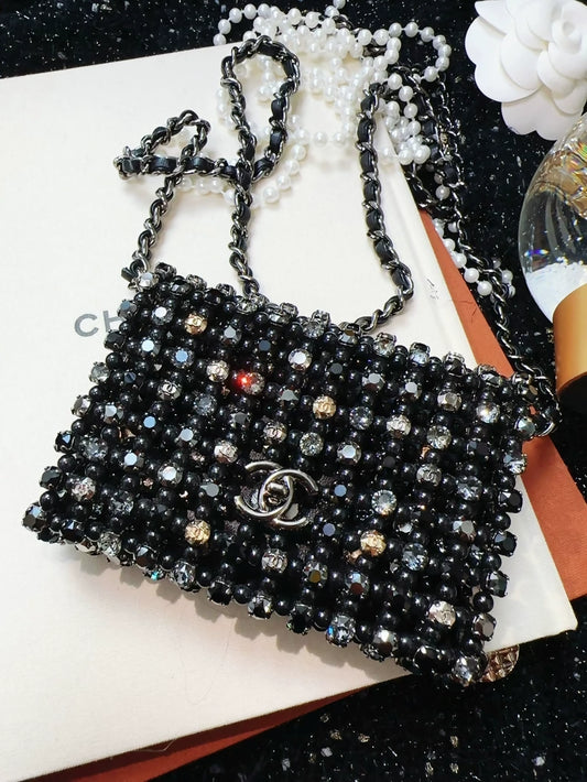 Chanel 22C black mini chain bag