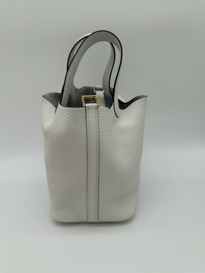 Hermes Picotin 18 New White GHW Stamp W