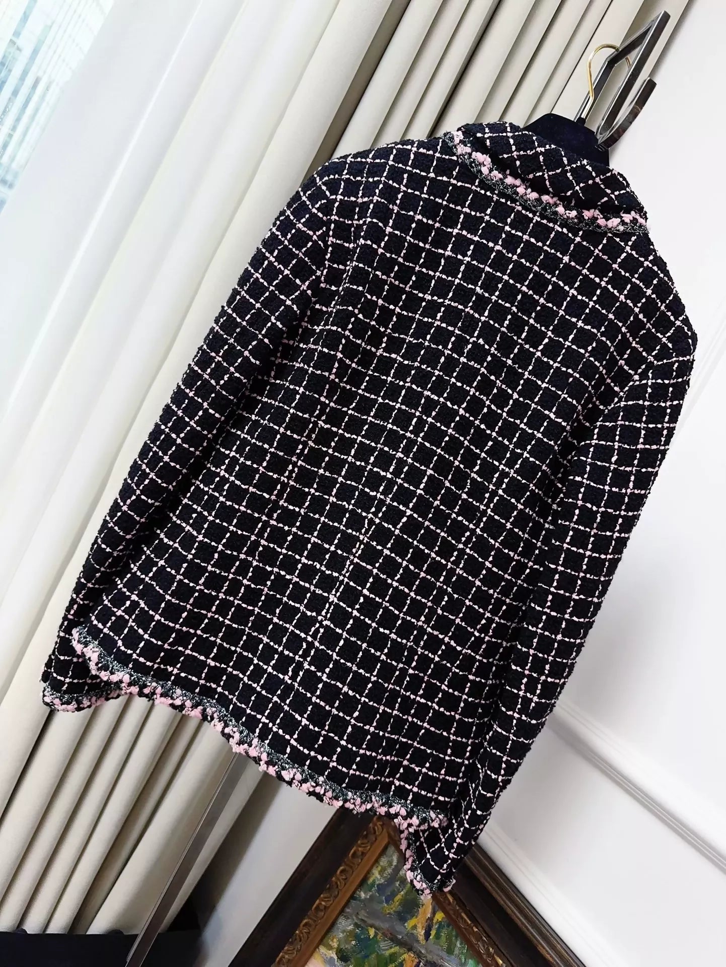 Chanel 23k black and pink tweed jacket