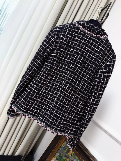 Chanel 23k black and pink tweed jacket