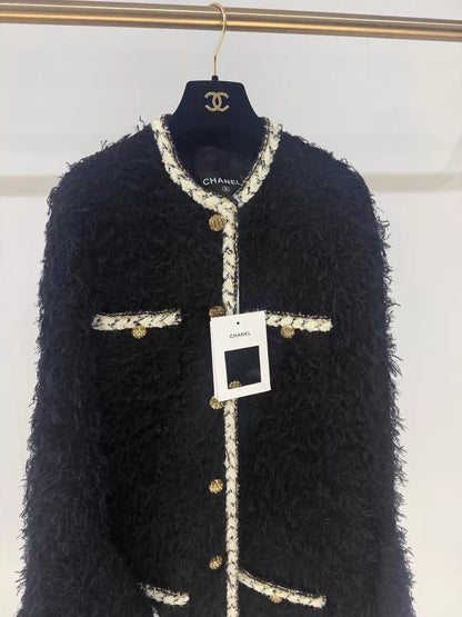Chanel 25K black feather cape coat