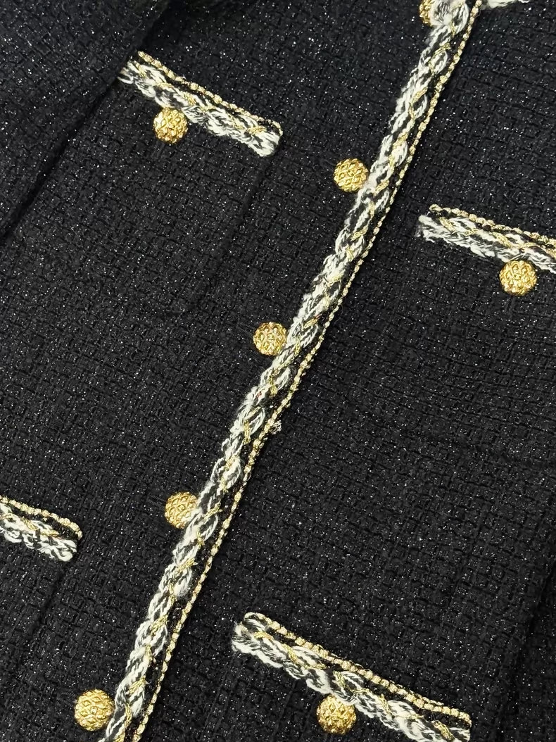 Chanel 25K Black tweed coat with Silver gold details – Wararni.com
