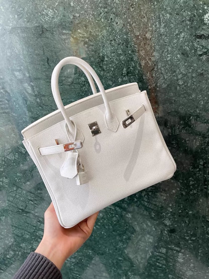 Hermes Birkin 25 01 pure white Epsom leather palladium hardware