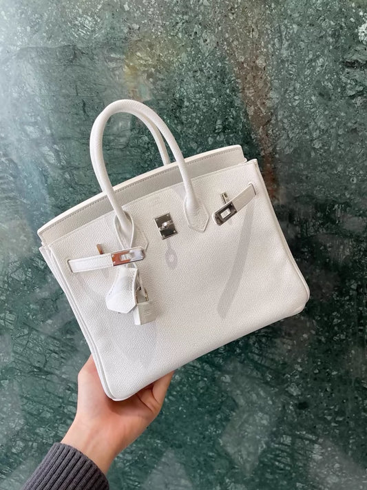 Hermes Birkin 25 01 pure white Epsom leather palladium hardware