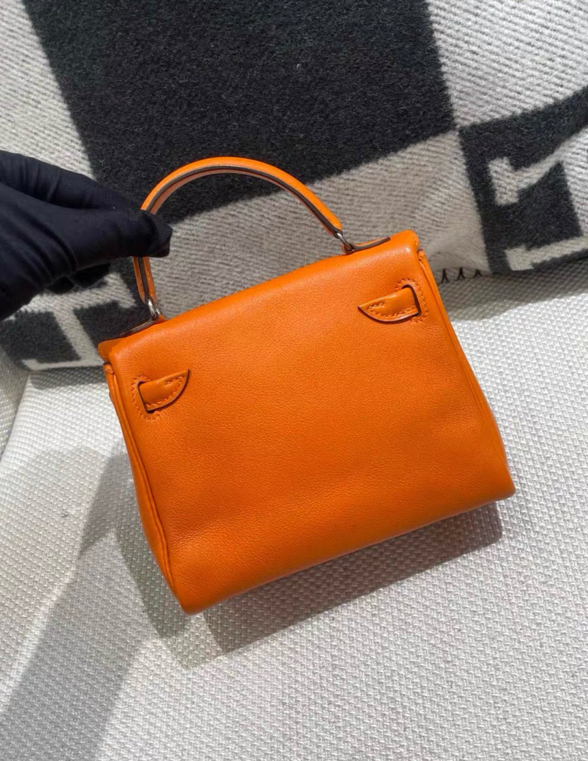 Hermes mini kelly doll Orange palladium hardware