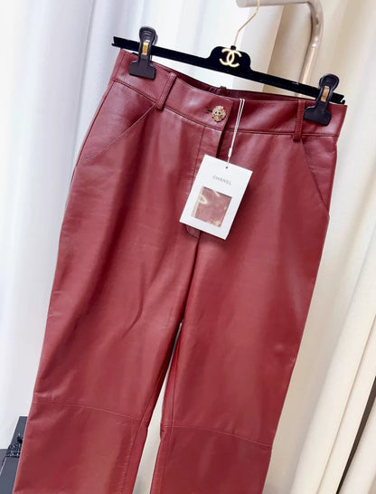 Chanel 22K Burgundy Leather pants