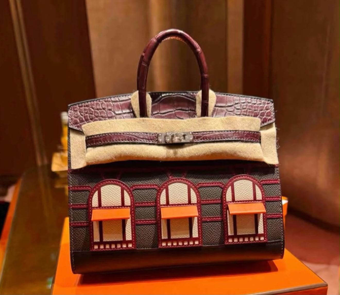 Rare Hermès Birkin 20 Faubourg matte croc Rouge H Palladium hardware