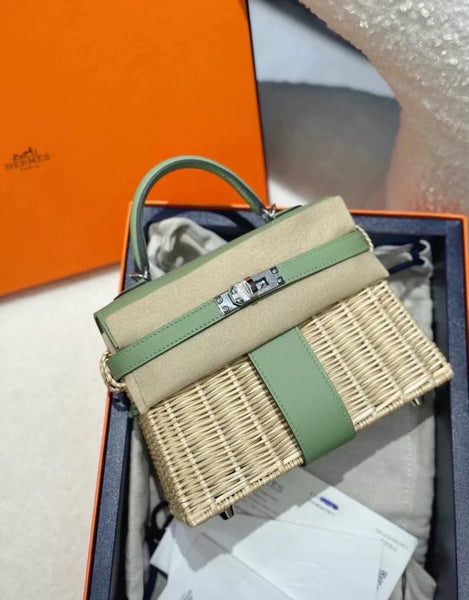 Hermès Kelly Mini Picnic Vert Criquet Swift - Wararni – Wararni.com