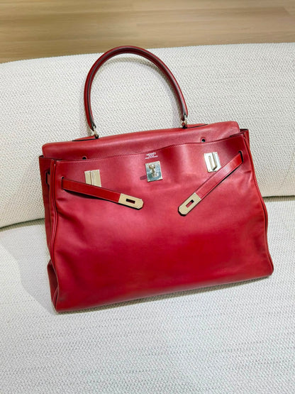 Rare* Hermes Kelly Relax 50cm Rouge H sikkim ck leather palladium hardware