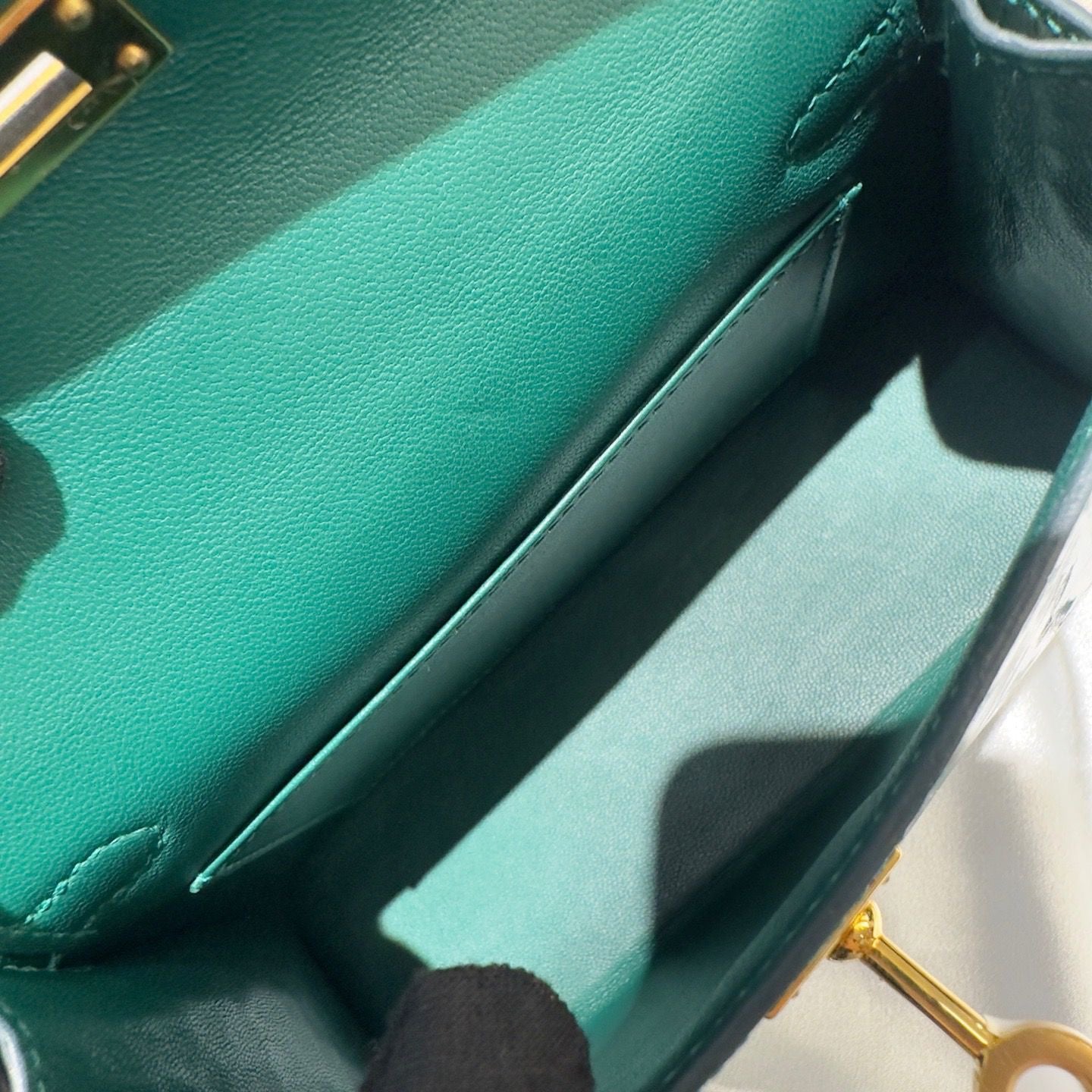 Hermes Mini kelly Green Emerald 6Q alligator leather gold hardware