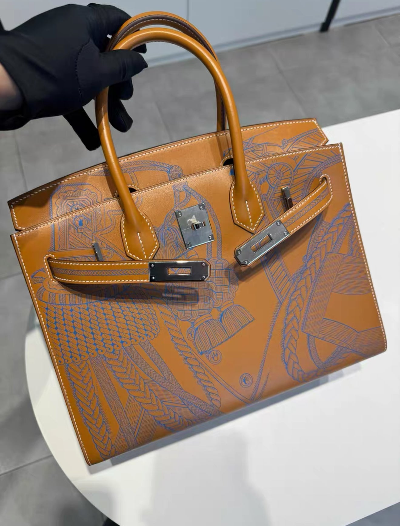 Hermes Birkin Sellier 30 “Zouaves et Dragons” Natural Sable Battler Palladium Hardware