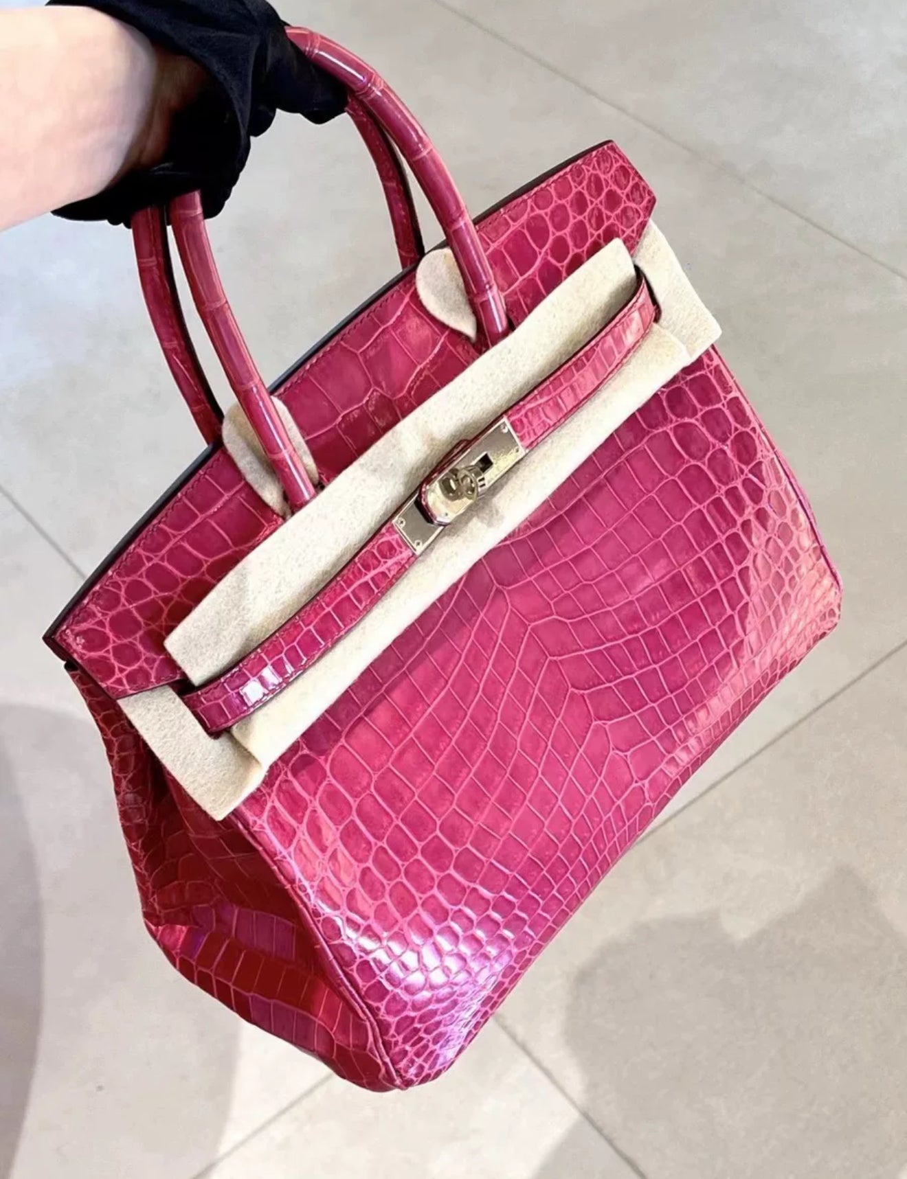 Hermes Birkin 30 Rose scheherazade Porosus crocodile skin