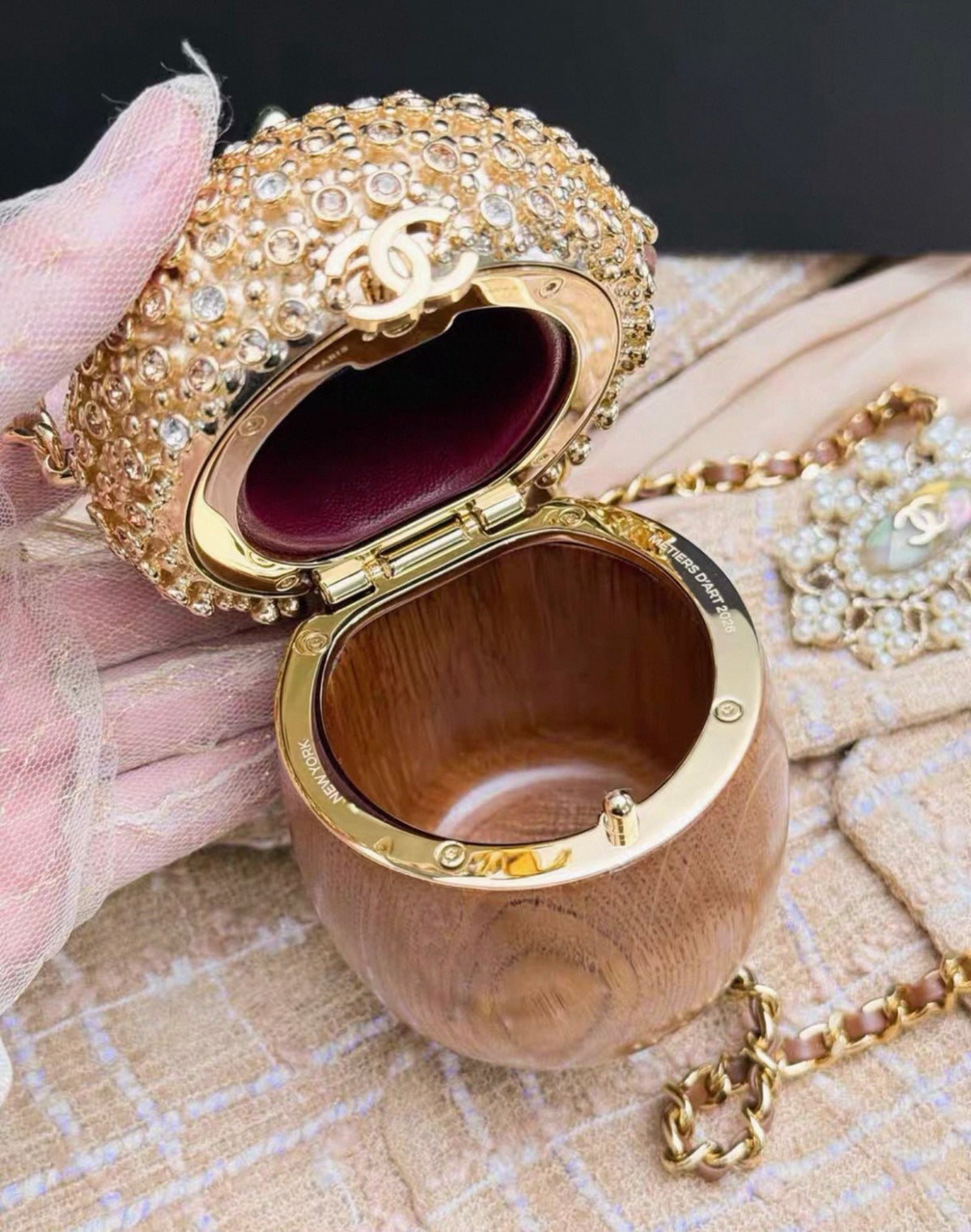 Chanel Fall/Winter 2026 peanut-shaped minaudiere clutch bag