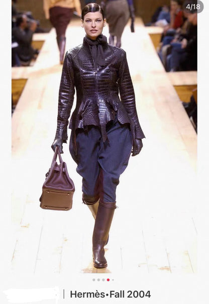 Hermes 2004 Matte Black Porosus crocodile leather jacket by Jean Paul Gaultier (ultra rare - archival - Museum piece)