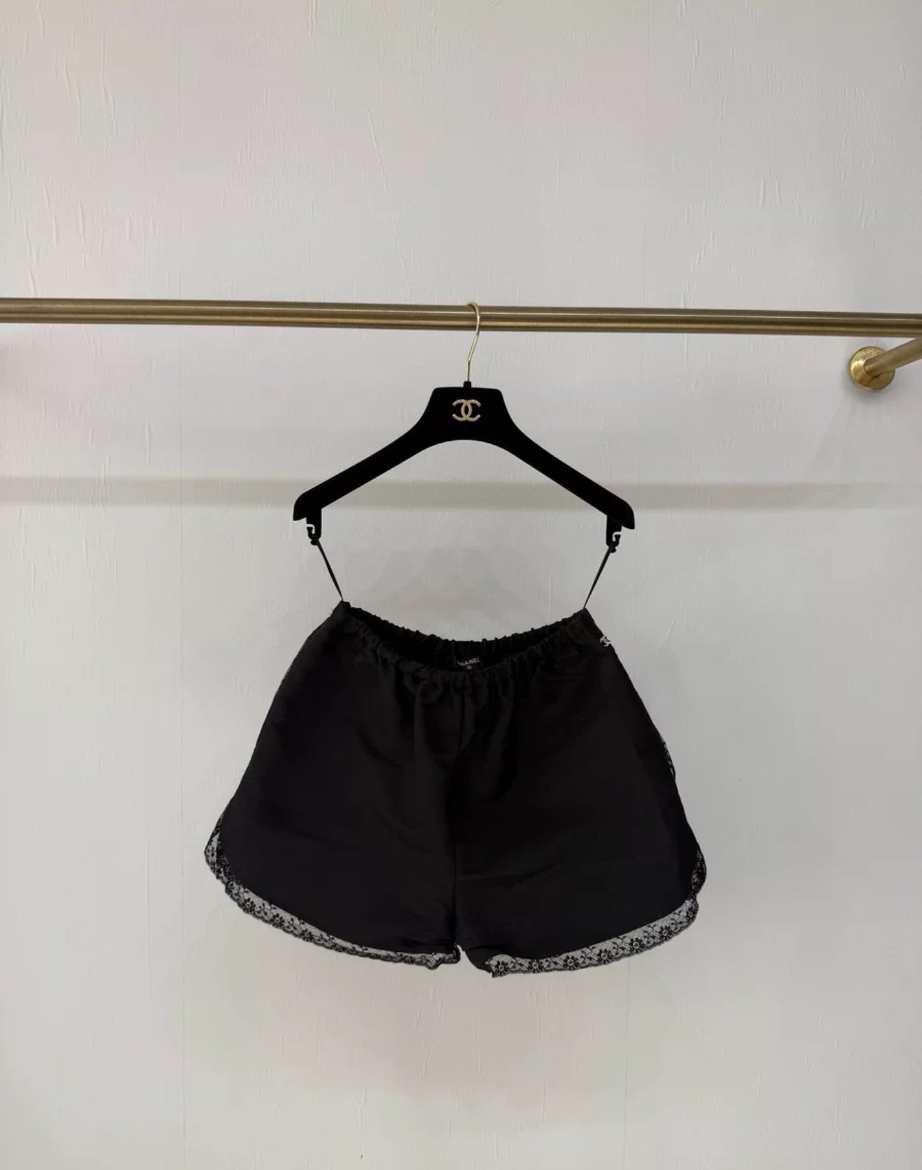 Chanel 23S black lace short