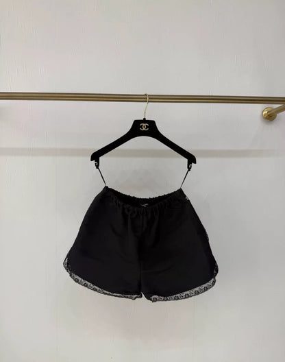 Chanel 23S black lace short