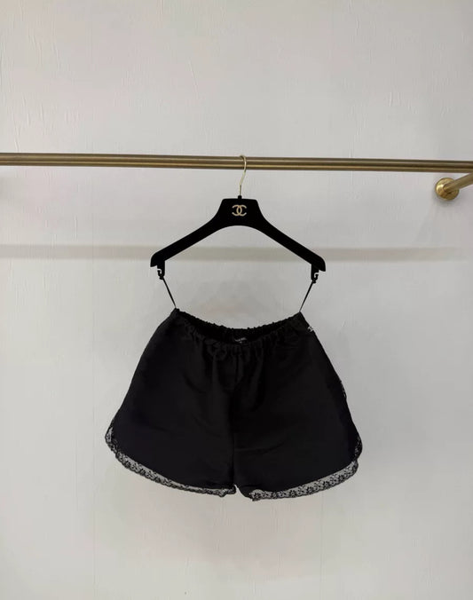 Chanel 23S black lace short