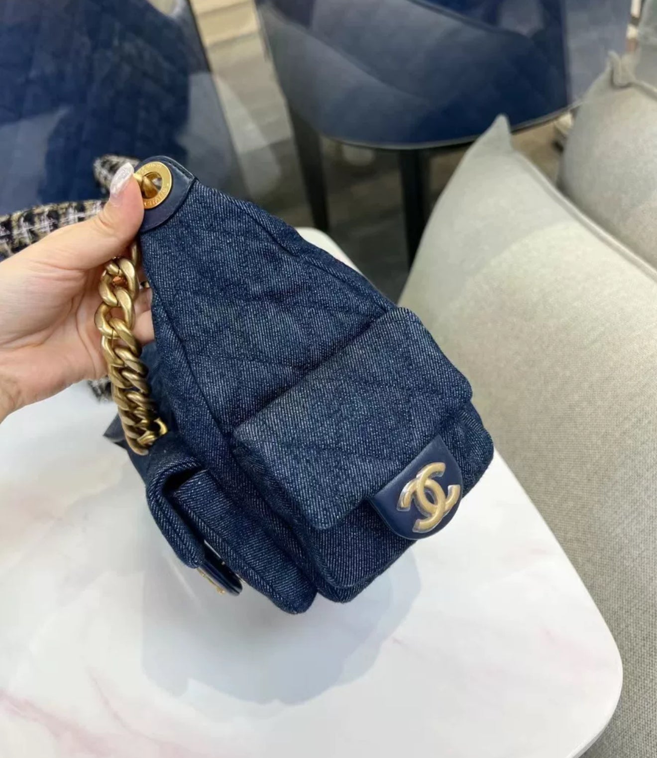 Chanel 25C Dark Blue Denim Hobo bag – Wararni.com