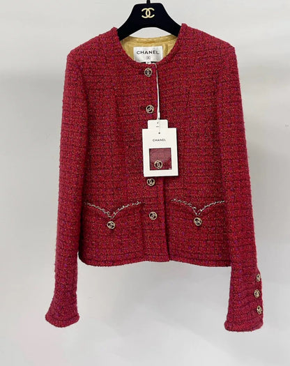 Chanel 23B Red Tweed Jacket size 36