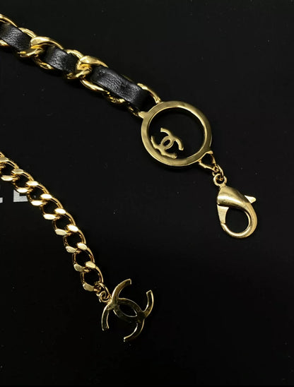 Chanel 24B Gold Leather Waist Chain
