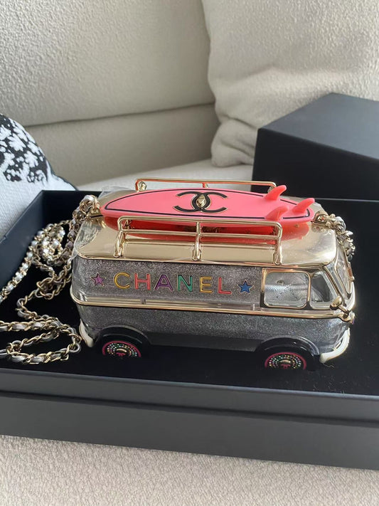 Very Rare Chanel 24C Pink Mini bus Van Hollywood Minaudiere Mini Bag handbag Collectible
