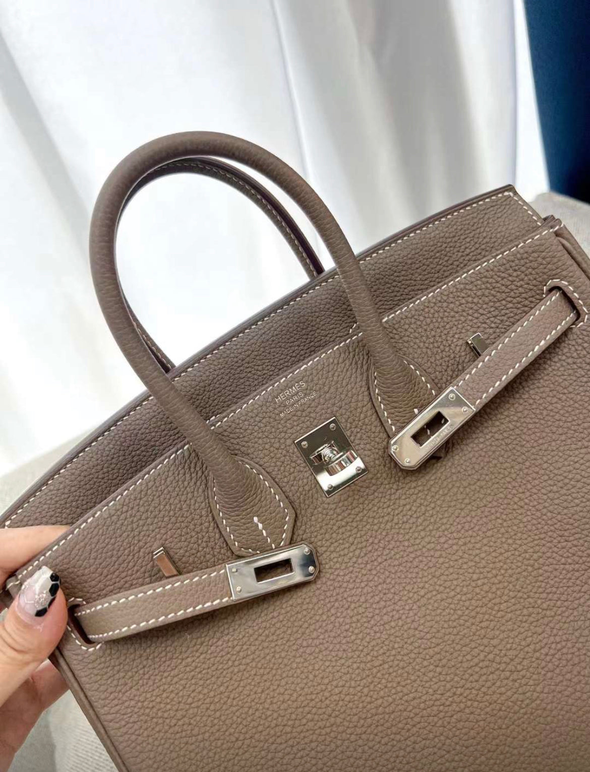 HERMES Birkin 25 Etoupe Togo Palladium Hardware