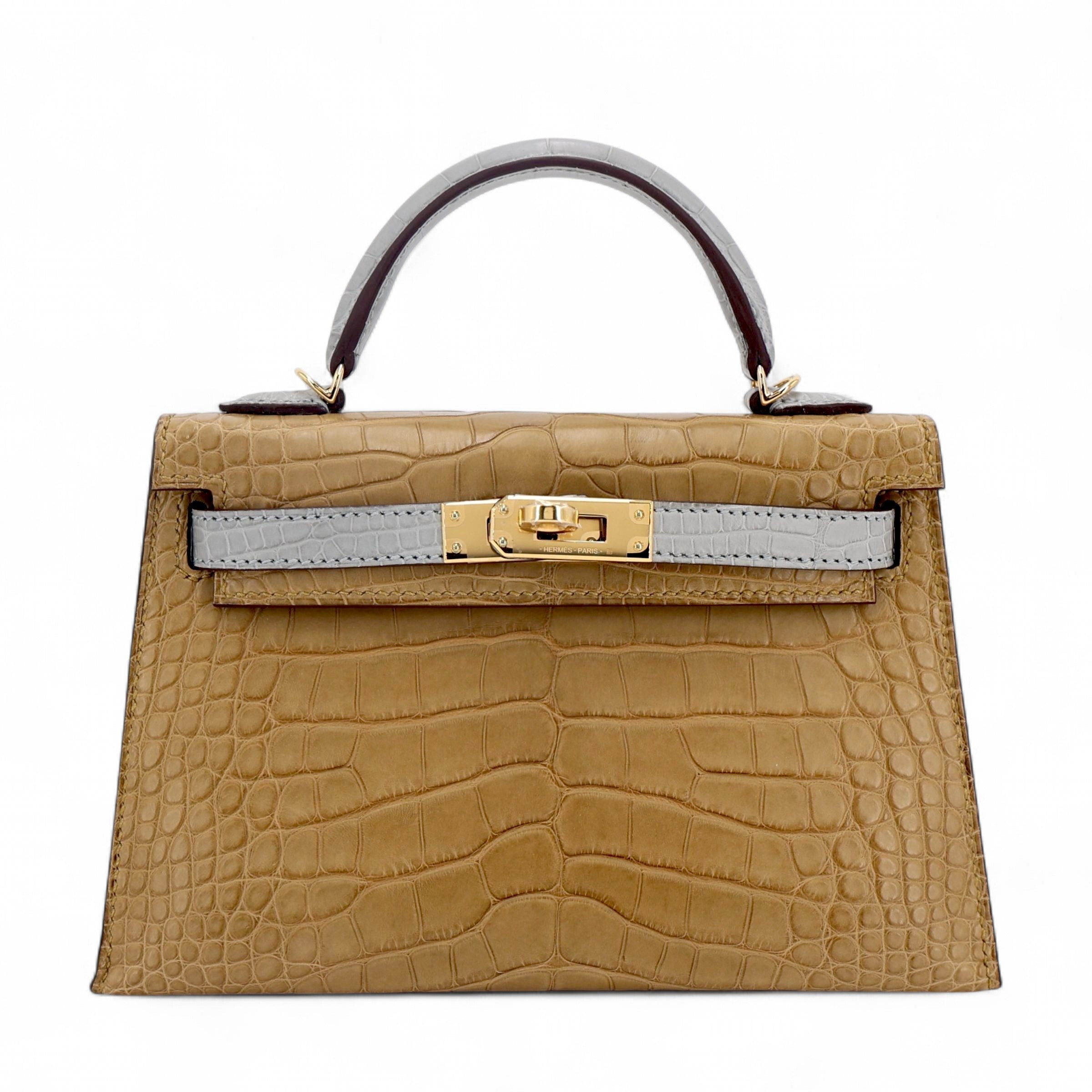 Hermès Mini Kelly 20 Gris Perle Kraft Matte Alligator - Wararni