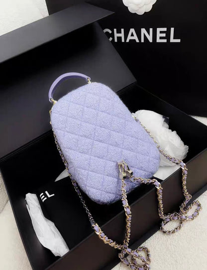 Chanel 24A CLASSIC MINI BACKPACK Wool Tweed & Gold-Tone Metal Lilac